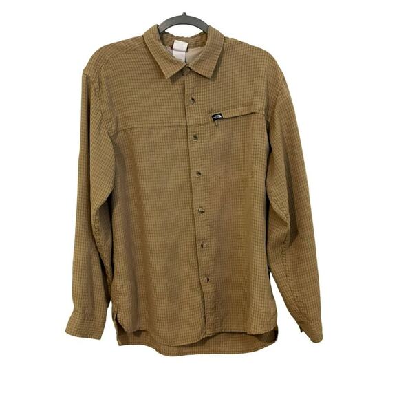 The North Face LS Hiking Shirt Tan/Blue Checked Modal Blend Men's Size M - Picture 2 of 9